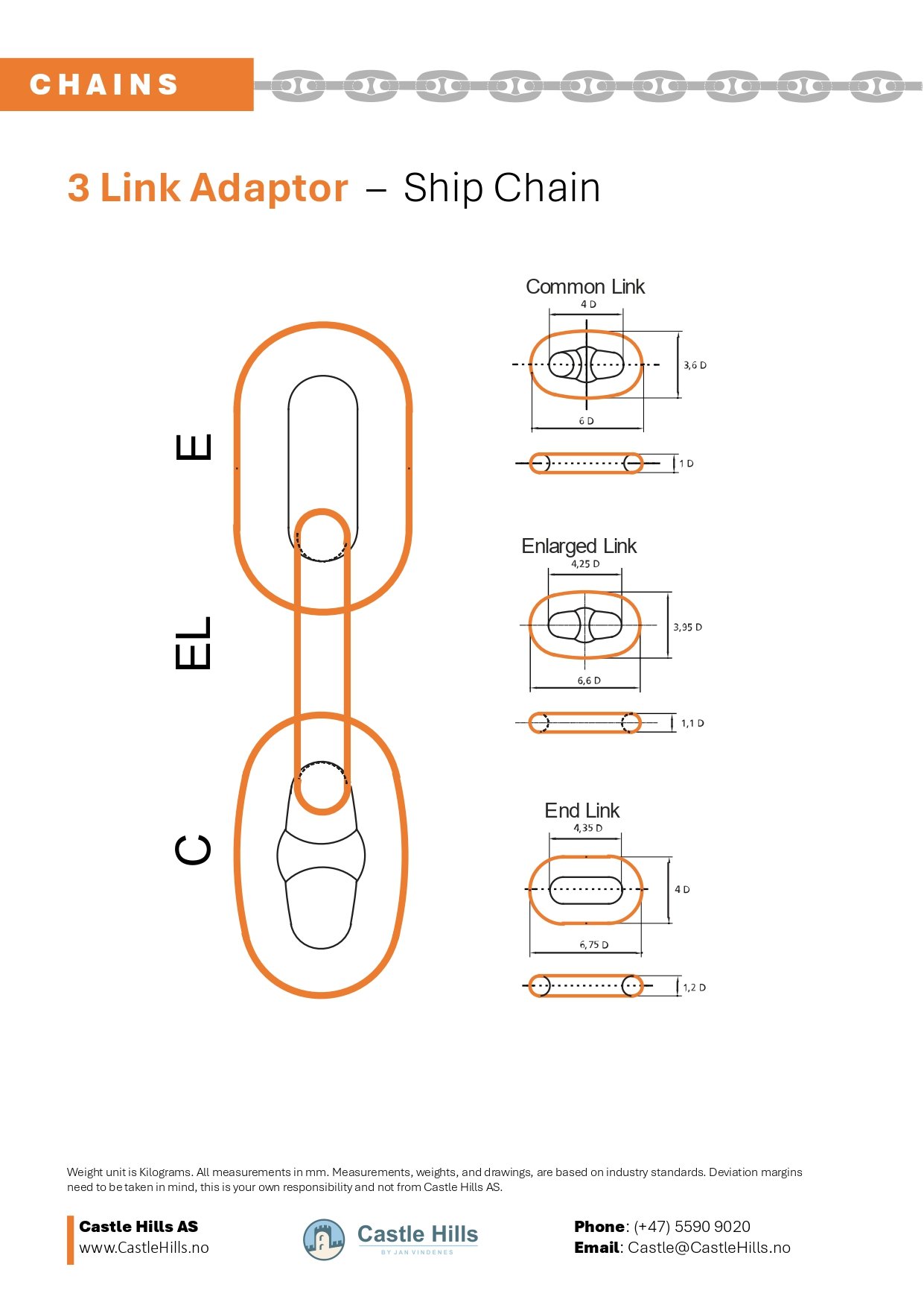 3 Link Adaptor drawing