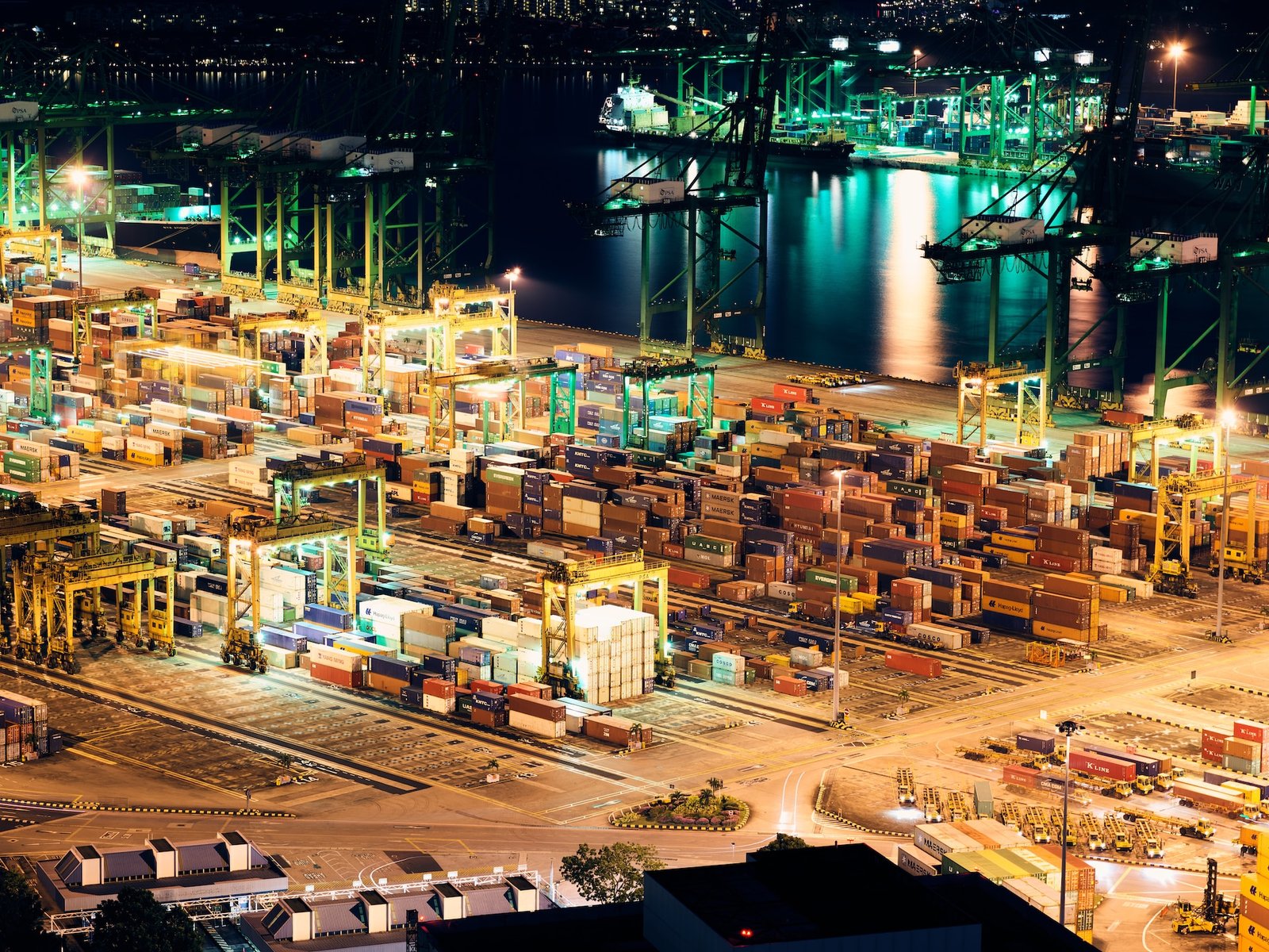 A ship yard with multiple cargo containers